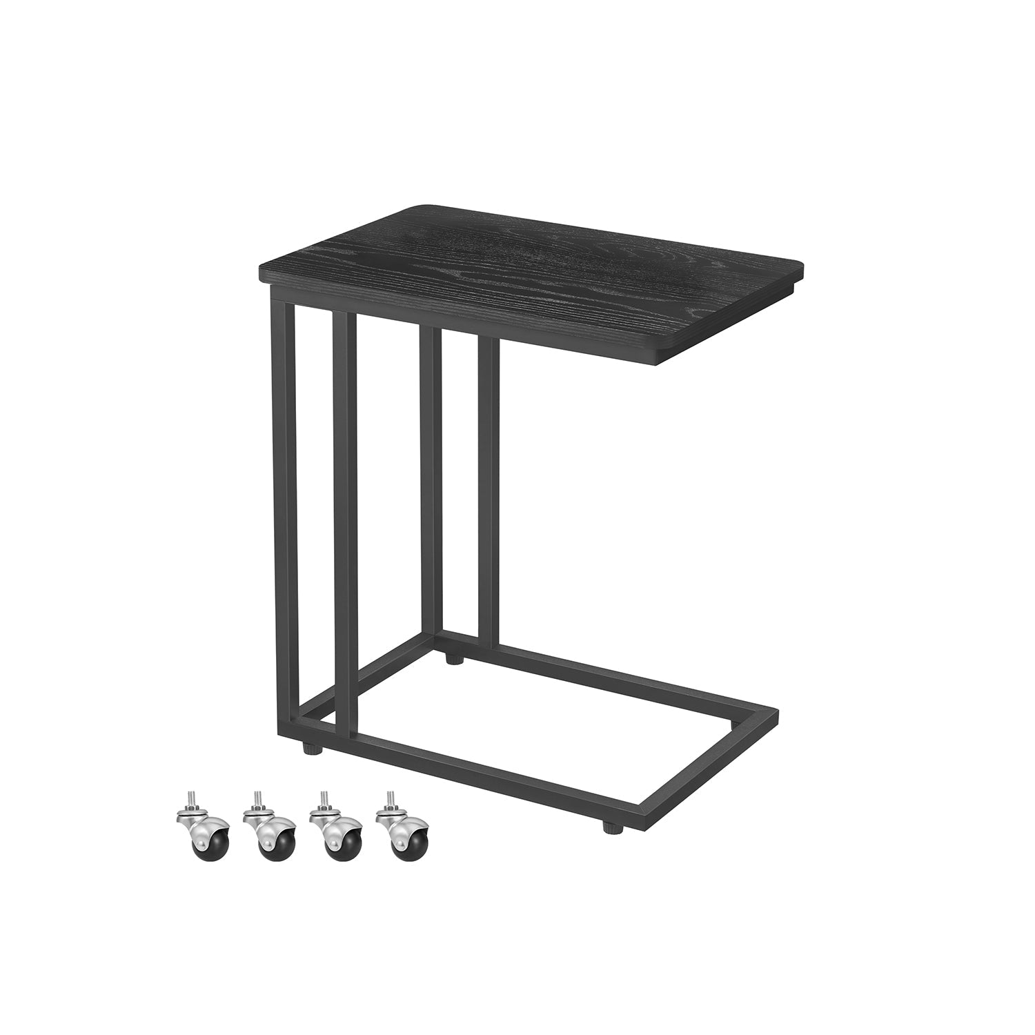 Beistelltisch mit Rollen C-Form ebenholzschwarz