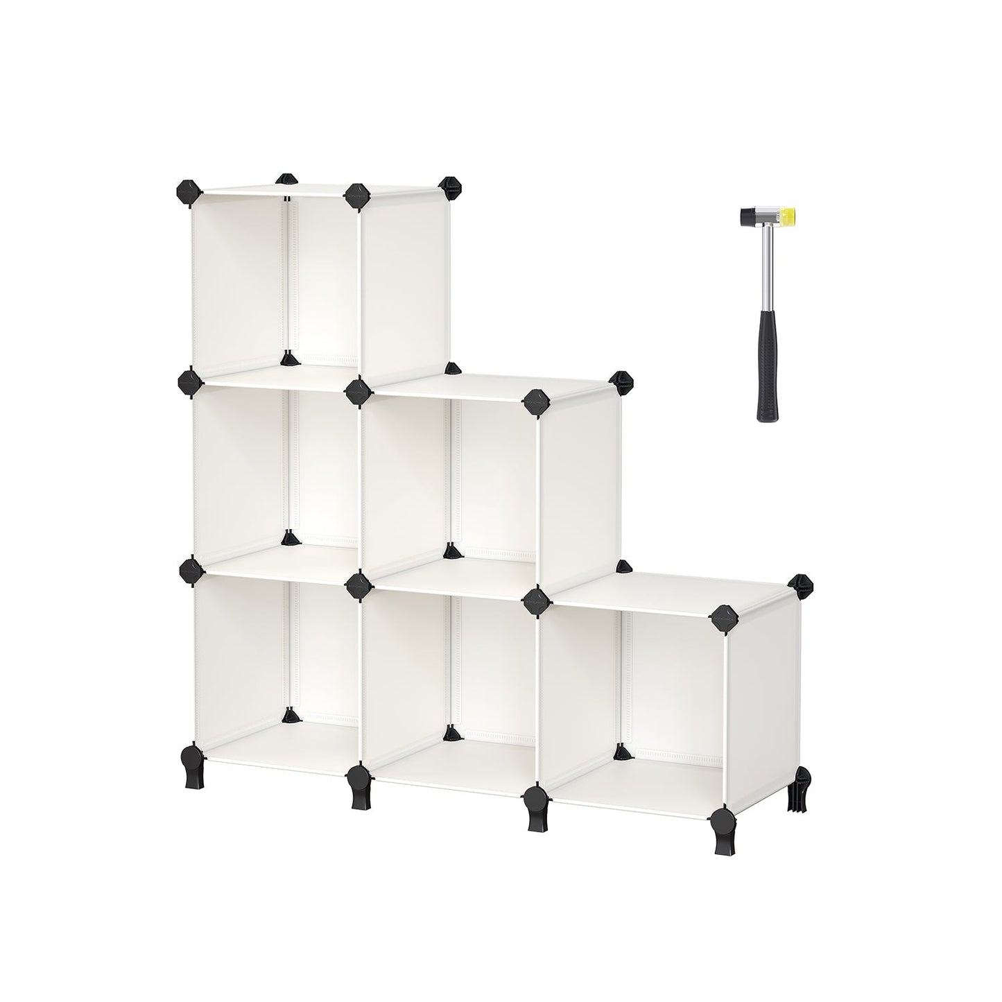 Steckregal 93 x 31 x 93 cm mit 6 Fächern cremeweiß
