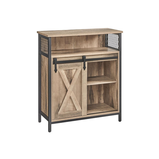 Sideboard mit Schiebetür Landhausstil eichenbraun-schwarz