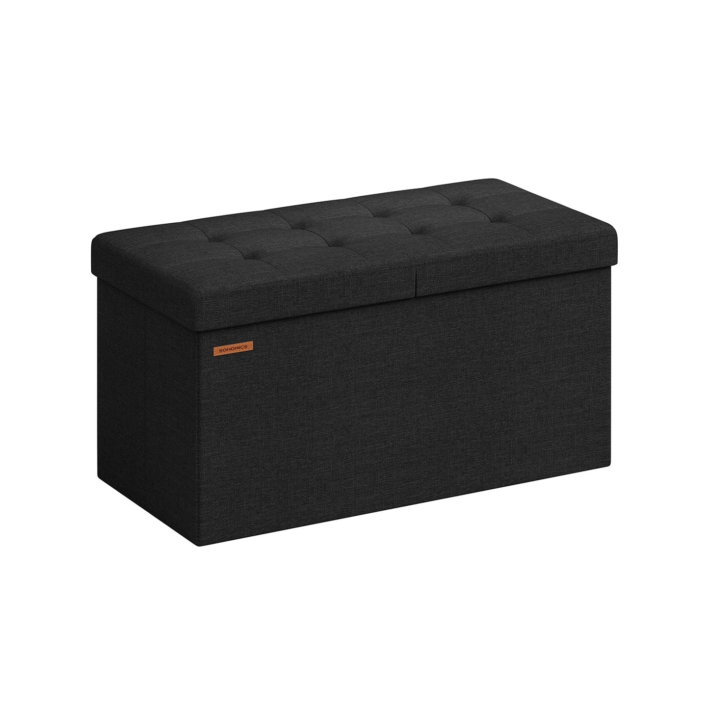 Sitzbank mit Stauraum 38 x 76 x 38 cm tintenschwarz