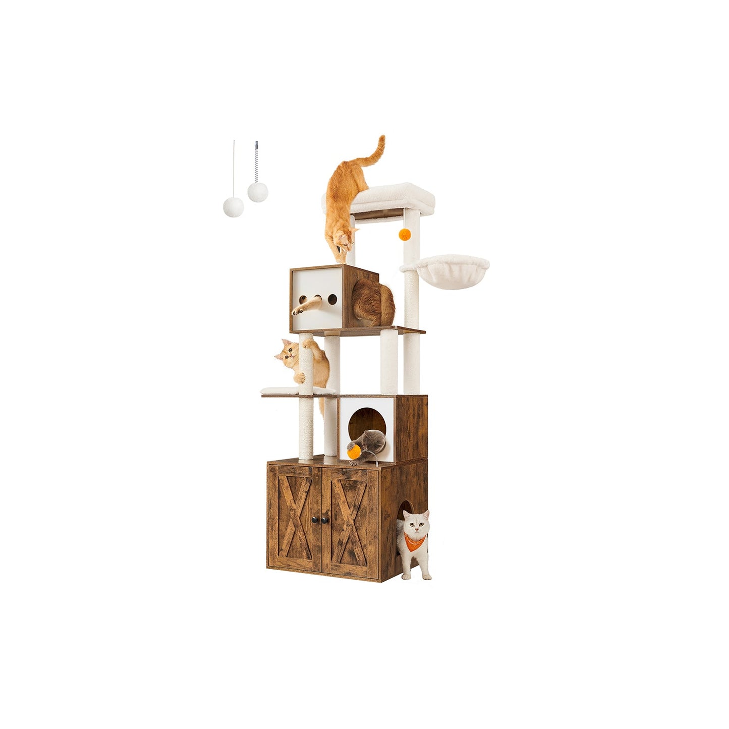 Feandrea Kratzbaum, Katzenbaum mit Katzenklo-Schrank