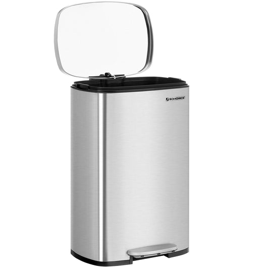 Treteimer aus Stahl mit Pedal Silbern