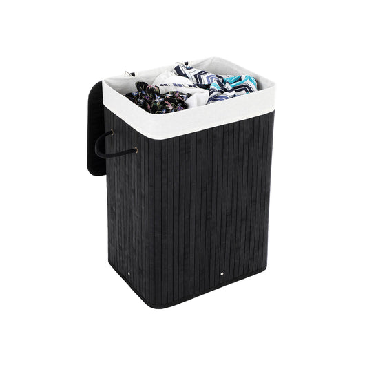Wäschetonne Bambus 72 L Schwarz